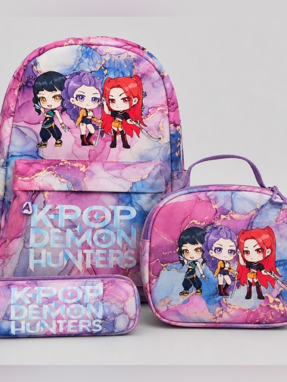 KPOP Demon Hunters 3-Piece
Backpack Set - Backpack, Lunch Box & Pencil Pouch